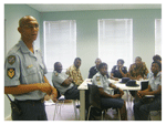 One of the facilitators, Sergeant, Karl Brandt speaking to participants at the workshop in Mariental. (Photograph by David Adetona)