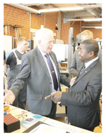 Dirk Niebel, German Federal Minister for Economic Cooperation and Development and Dr Abraham Iyambo, Minister of Education, discuss how to improve vocational training in Namibia.