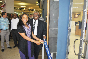 SBN exective director personal and business banking, Baronice Hans officially opens the doors of the SBN Loan Solution Centre with MD Mpumzi Pupuma at her side