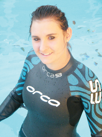 Nadia  Sternagel, who endured the cold water of the Atlantic on 17 December and swam a distance of about 16.6 kilometres. from Long Beach to Tiger Reef in Swakopmund to raise awareness on cancer.