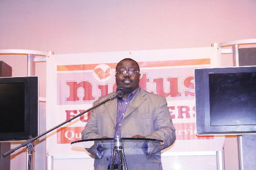 Alex Shimuafeni, chief commercial officer of the NBC at the launch of the NBC TV license competition on Thursday, 2 February.
