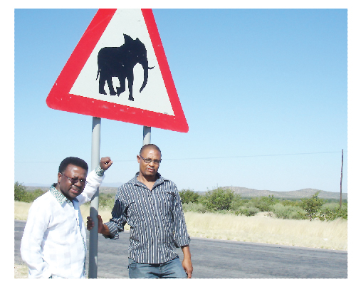 DBN CEO David Nuyoma and Housing Official Daniel Geiseb of the Khorixas Town Council. Tourism is expected to grow in the key tourism region of Kunene and DBN used its recent visit to the region to prospect for additional tourism prospects.