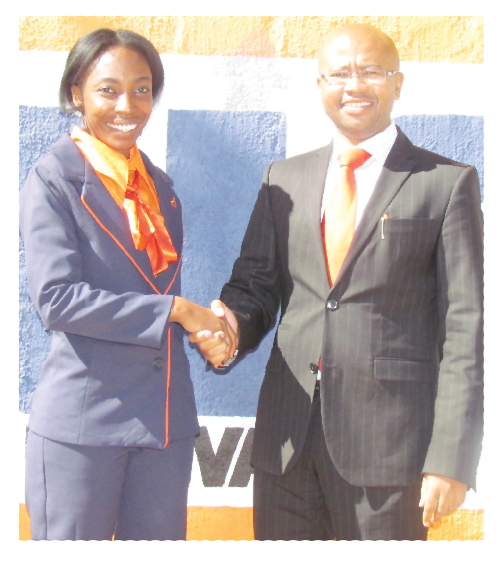 Bernice Karuhumba, Assistant Manager, Entrepreneurship & Incubation of the Namibia Business Innovation Centre (NBIC) and Robert Eiman, Head: Small and Medium Size Enterprises at FNB Namibia. 