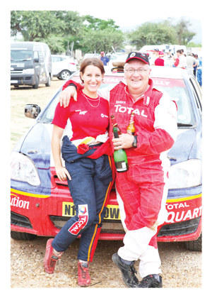 Like Daddy, like daughter. Veteran rally driver Willem Hugo, with his daughter, professional rally driver Stephanie Botha, at last year’s Total Tara Rally.