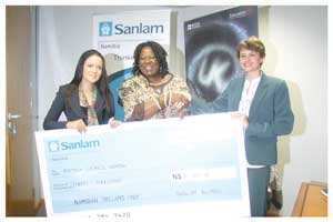 Annemarie Saunderson of Sanlam (left), Dr. Becky Ndjoze-Ojo of the British Council and Ilke Platt, also of Sanlam, announcing the sponsorship to develop leadership in schools.