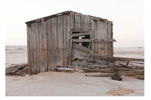 Huts, one of the instillation works on display at the gallery.