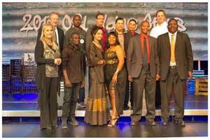 The O&L 2013 Value Stars with Sven Thieme, O&L Executive Chairman (back left); Sonja Thieme, O&L Employee Engagement Manager (front left) & Berthold Mukuahima, O&L Group Human Capital Director (front right).
