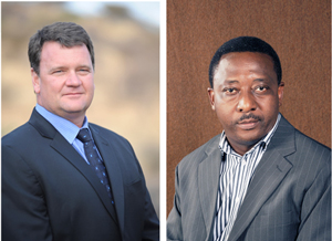 Deon Garbers (left) and Hilifa Mbako respectively of Swakop Uranium and Areva, are the designated president and vice president of the soon to be launched Namibian Uranium Institute.