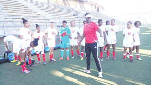 Brave Gladiators coach Jacqueline Shipanga takes her youthful team through the paces during a training session earlier this week.