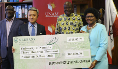 Chinese Embassy donates N$300,000 to UNAM for research and development