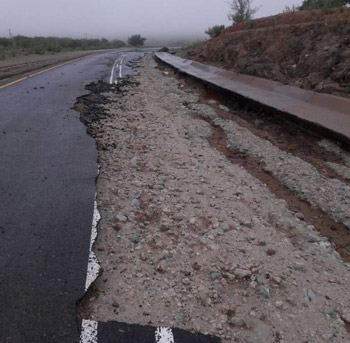 Flood water damages road between Opuwo and Omakange