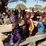 Okambahe learners now sit at proper benches and tables when having lunch