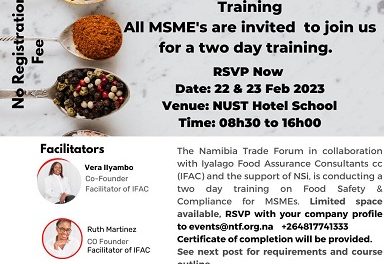 Free SME training on food safety and compliance